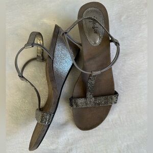 Style & Co rhinestone Silver Strappy wedge Sandals. Size 8 slip on